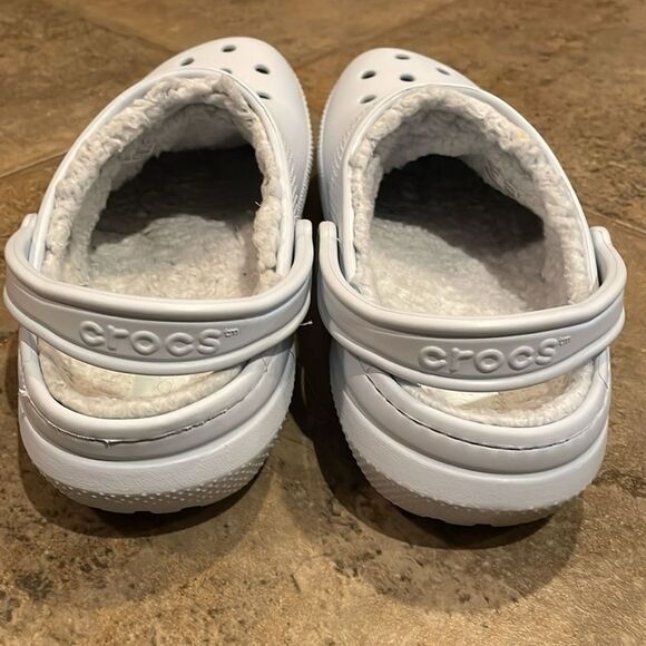 Crocs Blue Classic Lined Clog Shoes Unisex M9 W11 Comfort Faux Fur - Picture 5 of 10